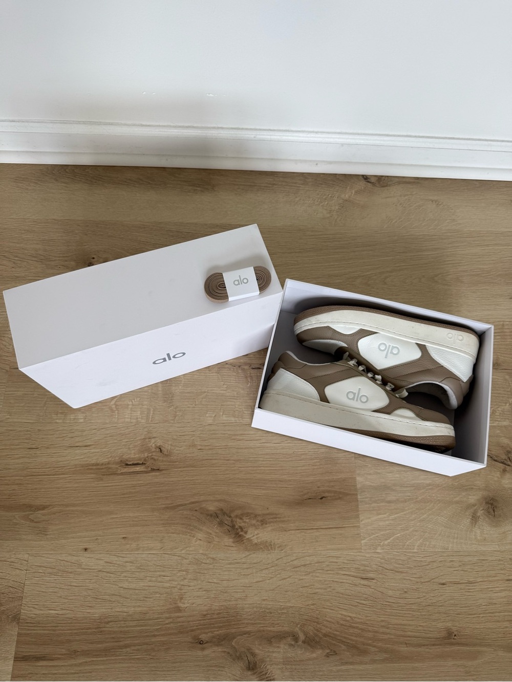ALO Yoga Cream and Tan Sneakers